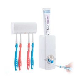 InnovaGoods® Distributeur de Dentifrice avec Support pour brosses à Dents Diseeth, économise du Dentifrice et Garde Vos brosses en Ordre, Design Compact, idéal pour la Salle de Bain.