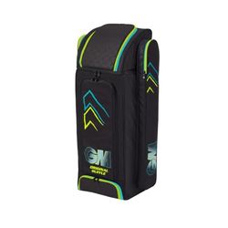 Gunn & Moore GM Sac de Sport de Cricket | Original | Poches pour Batte Pleine Longueur et Sangles réglables | Volume 109 litres | Polyester 600 Deniers résistant | Noir, Cyan et Fluo