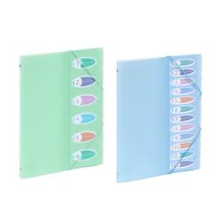 Viquel Propysoft - Juego de 1 clasificador A4, 6 compartimentos verde pastel + 1 clasificador 12 A4 12 compartimentos azul pastel - Índice frontal - Bolsa de plástico A4