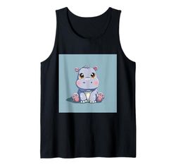 Lindo hipopótamo de Dibujos Animados hipopótamo Chibi Lindo Camiseta sin Mangas
