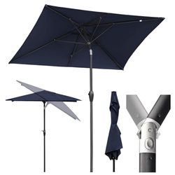 Sekey Aluminum Parasol, 210 × 140 cm, parasol, rechthoekig, voor balkon, tuin en terras, zonwering UV 50+