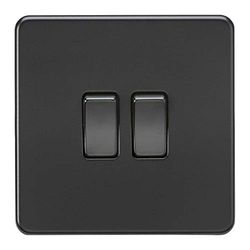 Knightsbridge SF3000MBB - Interruttore a bilanciere senza viti 2G, 230 V, colore: nero opaco