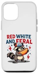 Rosso Bianco E Feral Raccoon Patriottico 4 luglio Ragazzi Ragazze Custodia per iPhone 12/12 Pro