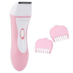 True Smooth by Babyliss 8772BU Bikini Trimmer, 2 Comb Guides, Portable, Wet/Dry Use, Precision Trimming for Gentle Cutting, Battery Operated, Cordless, Shaving Legs, Underarms, Bikini Line, Pink/White
