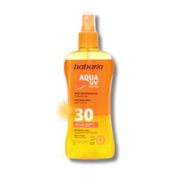 Babaria - Aceite Protector Solar 30 Spf | Crema Solar Con Aloe Vera | Autobronceador Corporal Natural | Aceite Solar De Rápida Absorción | Bruma Solar En Spray