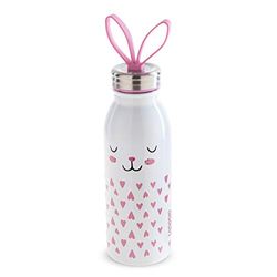 Aladdin Zoo Thermavac Botellas Termicas Agua Acero Inoxidable 0.43L Conejo – Se Mantiene Fría 7 Horas - Lazo Para Dedo de Silicona Suave - Botella Agua Niños Colegio - Libre de BPA