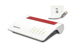 AVM FRITZ!Box 7590 AX International, modem routeur DSL/VDSL, Mesh Master avec Wi-Fi 6 jusqu'à 2 400 Mbps (5 GHz) + 1 200 Mbps (2,4 GHz), jusqu'à 300 Mbps grâce à la super vectorisation VDSL 35b, Mesh Wi-Fi, Serveur multimédia