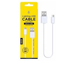Watio Wave Cable USB - cable de datos USB 2.0 a micro USB de 2m, 2A, color blanco, ideal para carga y transferencia de datos.