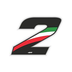 Quattroerre Racing Number 2 Small, Flag, 6.5 x 7.5 cm