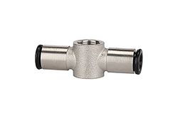 Raccord en T pour vis creuse G 1/4 pour tuyau extérieur Ø 8 mm, pression de travail max. 16 bar, fonctionnement -20 °C à 70 °C, MS vern.