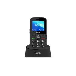 SPC Fortune 2 - Telefono cellulare con tasti e numeri grandi per anziani, pulsante SOS, campanello e notifiche intelligenti, volume extra alto, dock di ricarica USB-C, senza caricabatterie, nero