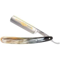 DOVO Rasoio a mano libera Prima Silver Steel - Rasoio dritto in acciaio al carbonio - 5/8 di pollice - testa rotonda - molatura completa - DOVO Solingen rasoio barbiere