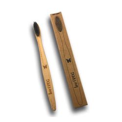 Lov'Frog - Children's Toothbrush with Activated Charcoal - Biodegradable Bamboo Handle - Soft Bristles Infused with Activated Carbon - Butterfly Design