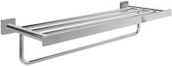 Villeroy & Boch Elements - Portasciugamani con ripiano Striking con per montaggio a parete, portasciugamani con barra portasciugamani, lunghezza 595 mm, quadrato, cromato