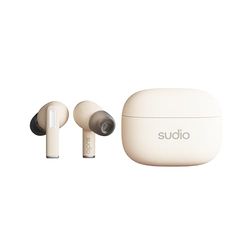 Sudio A1Pro Plage, Ecouteurs Intra-Auriculaires avec Bluetooth, Touch Control avec Support de Charge Compact sans Fil, IPX4, Active Noise Cancellation, Microphone intégré, Premium Crystal Sound