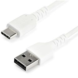 StarTech.com 2m USB A naar USB C Lader Kabel, Rugged Fast Charge & Sync USB 2.0 naar USB Type C Data Kabel met TPE Aramidevezel Mantel, M/M, 3A, Wit, Samsung S10, iPad Pro, Pixel (RUSB2AC2MW)