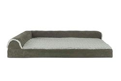 FurHaven Cani in Stile Vario, Copertura del Letto del Poliestere, L Chaise-Peluche Bicolore e Pelle Scamosciata (Salvia Scura), Jumbo