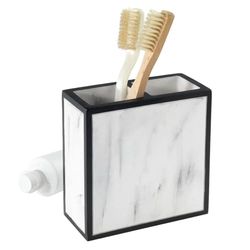 Avanti Linens Jasper Collection Porte-Brosse à Dents Blanc/Noir