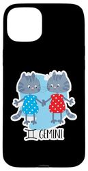 Segno zodiacale Gemelli Tema gatti Astrologia Oroscopo Custodia per iPhone 15 Plus