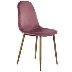 DRW Set di 4 sedie in Legno e Metallo tappezzate in Rosa, 5 x 47 x 89 cm, h. Seduta 47 cm, 44,5x47x89cm, Alt. Asiento 47cm