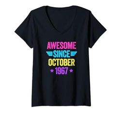 Mujer Awesome Since October 1967 Camiseta Cuello V