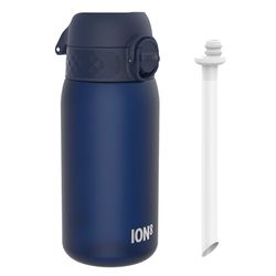 ION8 Gourde Paille,350 ml/12oz,Étanche, Facile à Ouvrir,Verrouillage Sécurisé,Lavable au Lave-vaisselle, Sans BPA, Poignée de Transport,Couvercle Hygiénique, Facile à Nettoyer, Sans Odeur, Marine Bleu