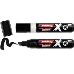 edding X Multi marcador - Juego de colores blanco y negro - 2 rotuladores acrílicos - Punta de cincel de 2-10 mm - Marcadores acrílicos para dibujar en camisetas, zapatillas de deporte, fundas de