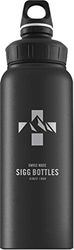 SIGG – sportvattenflaska i aluminium – WMB Mountain – klimatneutral certifierad – lämplig för kolsyrade drycker – läckagesäker – lätt – BPA-fri – svart med schweizisk design – 1 L