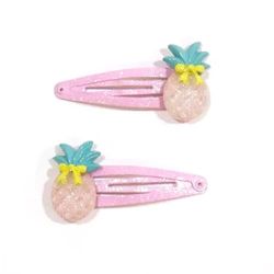 YUKO B - Barrettes Fantaisie Romantic Pineapples Ananas Duo - Barrette à Cheveux Pour Enfant - Barrettes pour Fille - Accessoires Cheveux