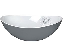 Brunner 0830046N.C5R Insalatiera Ovale per BBQ e Grill, Outdoor BBQ 31X24,5 Cm, Colore Bianco e Grigio, Insalatiera in Melamina Resistente agli Urti