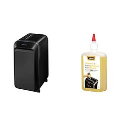 Fellowes distruggi documenti a microframmento LX221, 20 fogli, cestino da 30 litri, nero + Olio Lubrificante per Distruggidocumenti, 355 ml