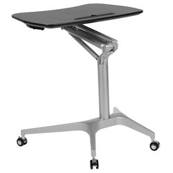 Flash Furniture Mobile - Escritorio ergonómico para computadora de pie, Color Negro, Juego de 1