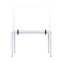 Bi-Office Ecran de protection pour le bureau, en verre 3mm, cadre aluminium, avec pinces de fixation, 90 x 60 cm