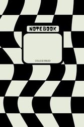 Checked pattern cover notebook 6x9 in college ruled: Black and cream white, 120 pages