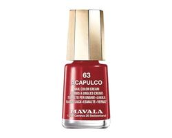MAVALA - Acapulco Mini cores 63 5 ml, esmalte de unhas pequeno, cor vermelho escuro, minimiza a evaporação, formulado com ingredientes selecionados, prático para transportar