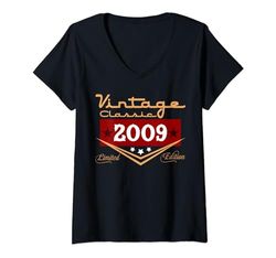 Mujer Decoraciones vintage de 15 cumpleaños vintage 2009 15 cumpleaños Camiseta Cuello V