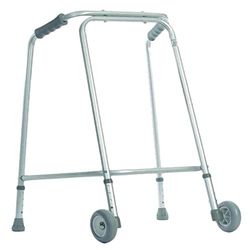 Aidapt Standard Small Adult Adjustable Height Aluminium Lightweight Walking Frame with Wheels and Anti Slip Ferrule Feet to Aid Stability and Confidence when Walking Aid