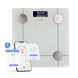 JATA HOGAR HBAS1524 - Báscula de Baño Digital, Bascula Grasa Corporal y Muscular con APP. Bascula Inteligente para Fitness. 8 Memorias. IMC. Calorías Diarias Recomendadadas. Hasta 180 kg