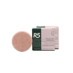 R5, Shampoo 2-in-1 Solido, 2 Pezzi, Balsamo Integrato, 98% di Ingredienti di Origine Naturale, Olio di Ciliegia e Girasole, Profumo di Fiori, Dermatologicamente e Nickel Tested, Vegan, Made in Italy