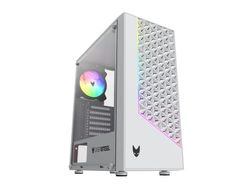 Oversteel - Iridium Case per PC da gioco, ventola A-RGB da 120 mm, frontale a rete, 2 filtri antipolvere, vetro laterale temperato, USB 3.0, colore bianco