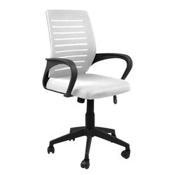 WeHome Chaise de bureau ergonomique future, chaise de bureau 62 x 60 x 95 – 105 cm, chaise de bureau avec accoudoirs, assise rembourrée, rotation 360 °, réglable en hauteur, base avec roues (blanc)