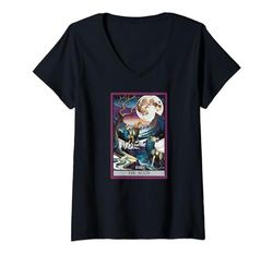 Mujer Tarot Mitología Nórdica Cartas Arte Lobos y La Luna Camiseta Cuello V