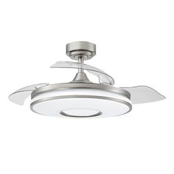 Eden pulse Ventilateur Dani 72 W, 7200 lm, en nickel, avec 3 pales dépliables, 6 vitesses (108D), 3000-4000-6000 K, télécommande, mémoire et minuterie 24 heures.