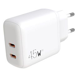 APM 45W Chargeur 2 Ports USB-C, Charge Rapide, Type-C PD 3.0, Blanc, Compatible avec iPhone 15 Pro 14 13 12 iPad Apple Watch AirPod Samsung Galaxy S23 S22 Z Fold Flip, 570410