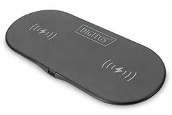 DIGITUS Duo draadloos oplaadpad voor smartphones - 15W uitgangsvermogen - inductief opladen, draadloos opladen - 1m USB-C aansluitkabel - zwart