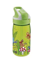 LAKEN Botella de Agua para Niños, Botella Infantil Reutilizable de Tritan con Tapón Automático SUMMIT con Cierre de Seguridad y Pajita. Sin BPA. 450ml. Bichitos