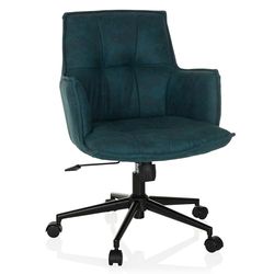 hjh LIVING Silla de Oficina tapizada SOLAO Life Silla de Escritorio giratoria Ajustable en Altura, tapizado en Azul Oscuro