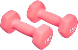 Amazon Basics - Coppia di manubri in neoprene, 3 kg (2 x 1,5 kg), Rosa