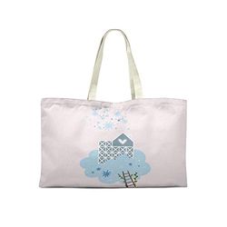 Bonamaison Printed Tote Bag, Reusable Grocery Bag, Shopping Bag, Machine Washable, Foldable, Canvas Cloth Bag with Handles, 50x40 Cm