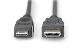 DIGITUS Cabo de conexão HDMI de alta velocidade, Tipo C-A - 2,0 m - Ultra HD 4 k/30 Hz - compatível com TV/beamer/monitor - contactos banhados a ouro - preto